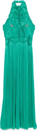 Costarellos Abito lungo in georgette e lurex - Verde