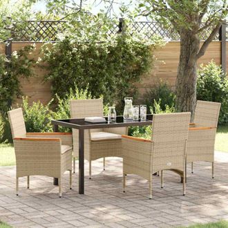 vidaXL Conjunto De Comedor De Jard&iacute;n Con Coj&iacute;n 5 Pcs Beige Polirat&aacute;n Vidaxl