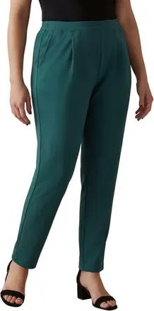 Jessica London Stretch Knit Crepe Straight Leg Pants in Mystic Pine at Nordstrom, Size 18