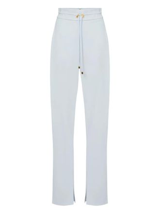 Elisabetta Franchi drawstring slit trousers - women - Polyester/Spandex/Elastane - 40 - Blue