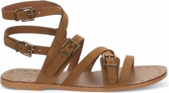 Love Rio Womens Leire Suede Flat Sandal In Whiskey