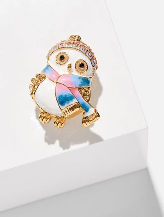 Talbots Outfitted Owl Brooch - Ivory/Gold - 001 Talbots