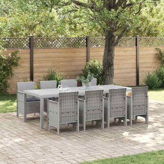vidaXL Set da Pranzo per Giardino 9 pcs Bianco Rattan Polt - Vidaxl
