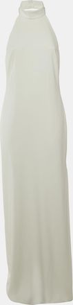 Badgley Mischka White Crepe Halter Neck Gown