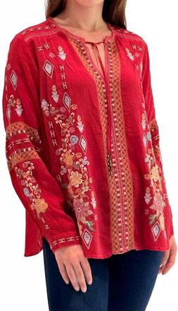 Johnny Was Paulina Shirt In Equestrian Red