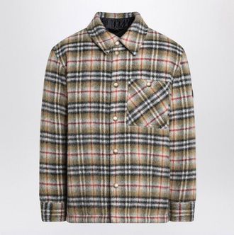 Burberry Mens Beige Checked Wool Shirt Jacket - Sage Green - Size Medium