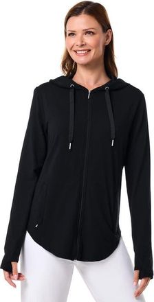 Coolibar Womens LumaLeo Zip-Up Hoodie, UPF 50+ Sun Protection in Black at Nordstrom, Size X-Large