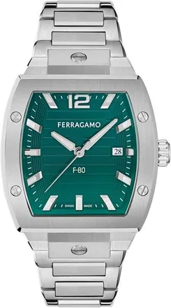 Ferragamo F-80 Tonneau Bracelet Watch, 42mm in Stainless Steel/teal at Nordstrom