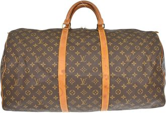 Louis Vuitton Keepall Bag Monogram Canvas Brown Canvas Handbag (Pre-Owned)