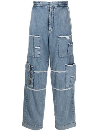 Diesel wide leg cargo distressed jeans - men - Cotton - 32/32 - Blue