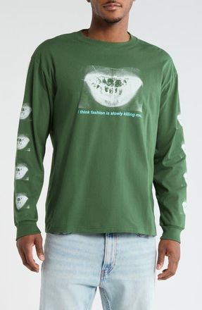 Pleasures Decay Graphic Print Long Sleeve T-Shirt in Forest at Nordstrom, Size Xx-Large