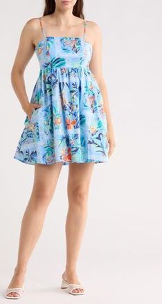 Tori Richard Block Party Fira Stretch Cotton Poplin Minidress in Ming Blue at Nordstrom Rack, Size Xx-Small Regular