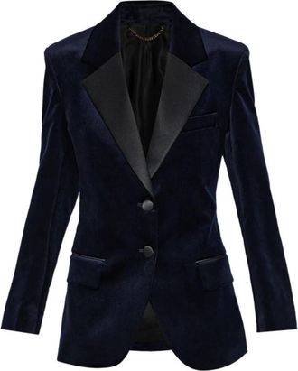 Victoria Beckham Single Breasted Tailored Jacket - Dames - Jassen - Blauw - Maat: 2XS Wol