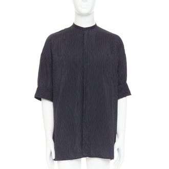 Haider Ackermann pinstriped bishop collared half sleeve shirt