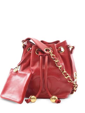 Chanel 1986-1988 bucket-tas met kettingband - Rood