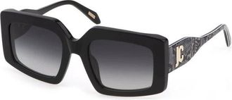 Just Cavalli Accessoires, Dames, Zwart, ONE Size, Zwarte Plastic Vierkante Lens Zonnebril