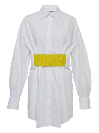 Msgm belted mini shirt dress - women - Fabric - 38 - White