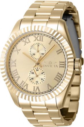 Invicta Specialty GMT Quartz Gold Dial Mens Watch 47431