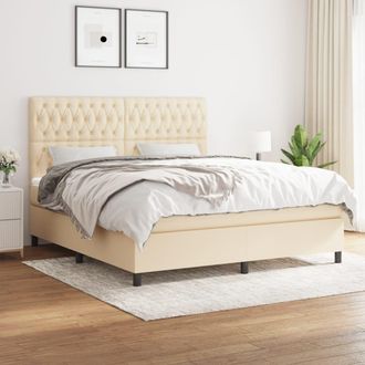vidaXL Vidaxl - Cama Box Spring Con Colch&oacute;n Tela Color Crema 180x200 Cm