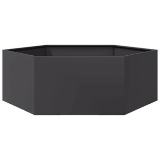 Berkfield Home Garden Planter Black Hexagon 138x120x45 cm Steel | Size: 138 x 120 x 45 cm