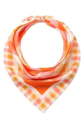 Kate Spade New York beach plaid cotton & silk scarf in Orange Multi at Nordstrom Rack