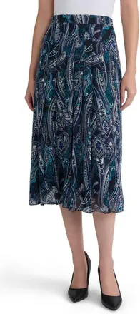 Kasper Print Midi Skirt in Black Multi at Nordstrom, Size X-Large