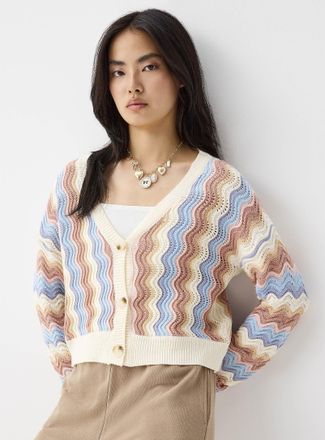 Twik Womens Pastel waves Cardigan Sweater