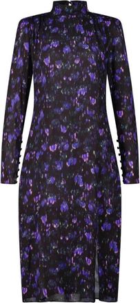 Patrizia Pepe Bloemen Midi Jurk met Opstaande Kraag - Dames - Casual kleedjes - Veelkleurig - S - Kleedjes