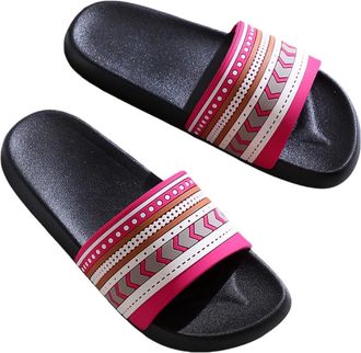 Generic Home Bathroom Non-slip Slippers for Womens Worn Outside with Soft-soled Indoor Slippers(05 - Red belt on black,40-41)