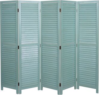 Hhg Hhg - Nunca Usado] Biombo 637, Biombo Separador De Ambientes, Aspecto Shabby Vintage, 170x205cm, Verde