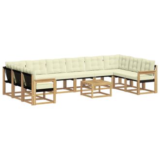 vidaXL Set Di Divani Da Esterno 11 Pz Bianco E Crema Vidaxl