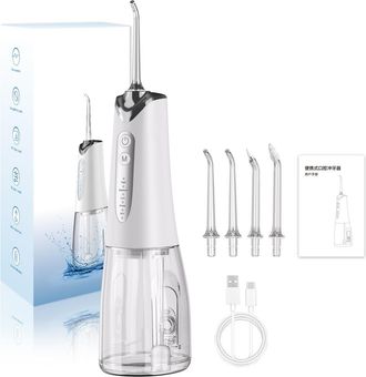 OEM Irrigador Dental Port&aacute;til - Dep&oacute;sito 300 Ml - 1400 Impulsos/min - Presi&oacute;n Ajustable 30-110 Psi - Bater&iacute;a 1500 Mah - Ipx7 - 4 Boquillas - 1 Unidad