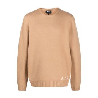 A.P.C. Round-neck Knitwear, male, Beige, Size: M Edward Wool Pullover