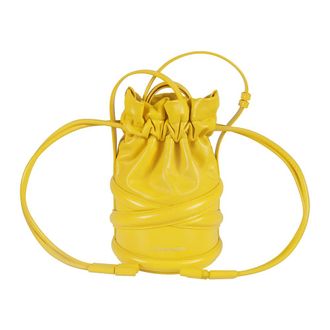Alexander McQueen Tassen, Dames, Geel, ONE Size, Leer, Soft Curve Bucket Bag