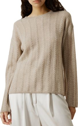 LilySilk Semi-Sheer Cable-knit Cashmere Sweater