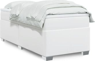 vidaXL Vidaxl - Cama Box Spring Con Colch&oacute;n Cuero Sint&eacute;tico Blanco 80x200 Cm