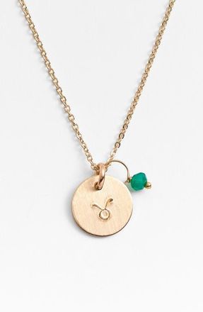 Nashelle 14k-Gold Fill & Semiprecious Birthstone Zodiac Mini Disc Necklace in Taurus at Nordstrom