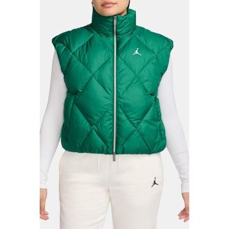 Nike Jordan Brooklyn Therma-FIT Quilted Puffer Vest in Malachite/White at Nordstrom, Size X-Large