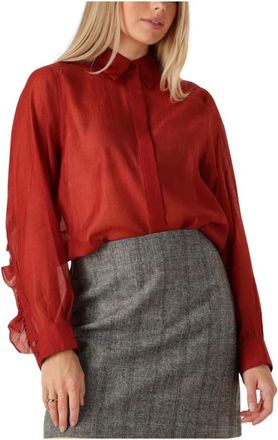 Copenhagen Muse Dames, Blouses & Shirts, Rood, Maat: L Wol