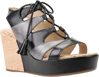 Geox D Jaleah Leather Wedge Sandal