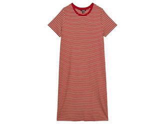 Lauren Ralph Lauren Plus Size Striped Cotton-Blend Ribbed T-Shirts Dress Womens Dress Cruise Red/Birch Tan : 4X, Cotton/Elastane/Modal
