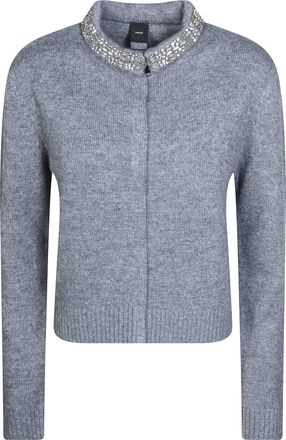 Pinko Heathered Grey Colonia Wool-Blend Cardigan