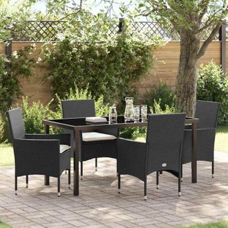vidaXL Vidaxl - Conjunto De Comedor De Jard&iacute;n Con Coj&iacute;n 5 Pcs Negro Polirat&aacute;n