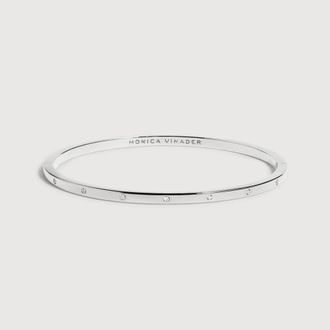 Monica Vinader Sterling Silver Essential Diamond Station Bangle Lab Grown Diamond