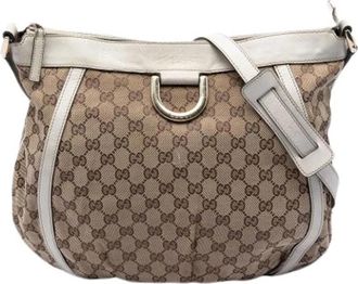Gucci Pre-owned Vintage Canvas Crossbody Bag - Dames - Vintage Schoudertas - Beige - ONE Size - Leer - Vintage
