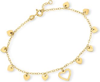 RS Pure by Ross-Simons Italian 14kt Yellow Gold Heart Station Bracelet