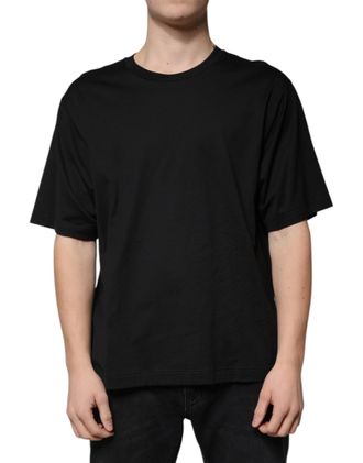 Dolce & Gabbana Black Cotton Crew Neck Short Sleeves Mens T-shirt