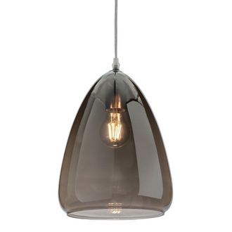 Netlighting Willis Dome Pendant Light Chrome with Smoked Glass in Grey