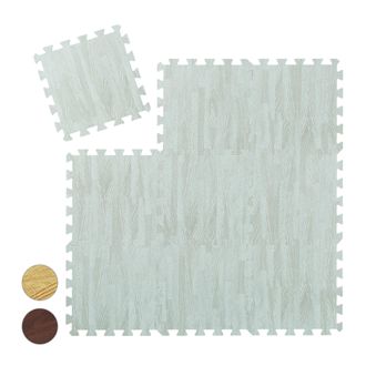 Relaxdays Relaxdays - Suelo Goma Estilo Madera, Esterilla Fitness, Puzle 45 Piezas Sin Bpa, M&aacute;quinas Gimnasio, Colchoneta 4,25 M&sup2;, Blanco