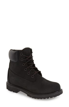 Timberland Premium Waterproof Lug Sole Boot in Black Nubuck Leather at Nordstrom, Size 8